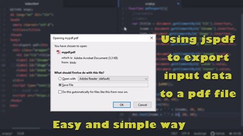 How To Create A Pdf File From Html Input Using Jspdf Youtube