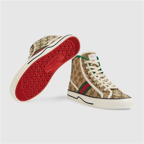 Women S Gucci Tennis 1977 High Top Sneaker In Beige Ebony GG Canvas