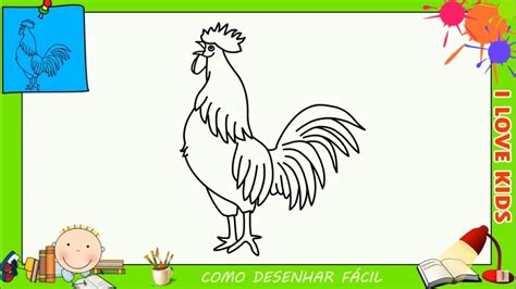 Galo Para Desenhar - Como desenhar um galo FACIL passo a passo para crianças e iniciantes 2 ...