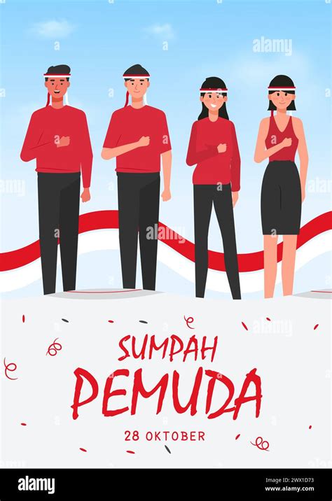 Translation Happy Indonesian Youth Pledge Day Vector Illustration