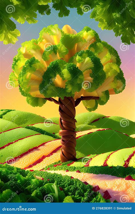 3d Concept Art Illustration of Tree, Ai Generated Art Illustration. Stock Illustration ...