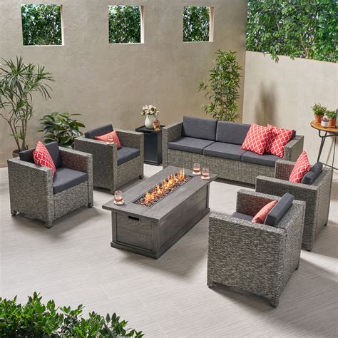 Venice 7-Seater Outdoor Fire Pit Sofa Set – GDF Studio