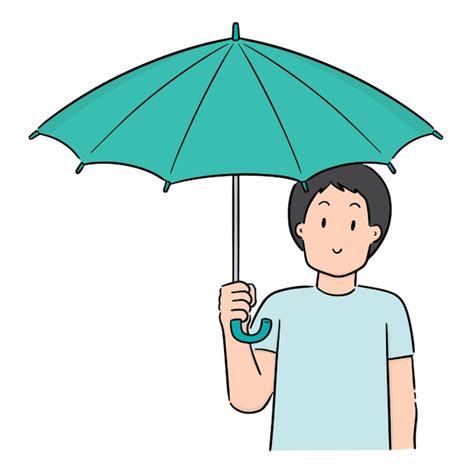 Premium Vector Vector Of Man Using Umbrella