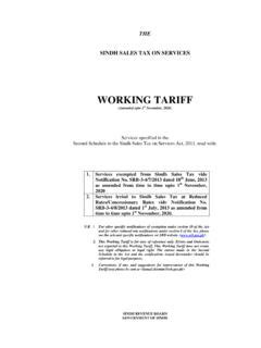 Working Tariff Sindh Revenue Board Working Tariff Sindh Revenue