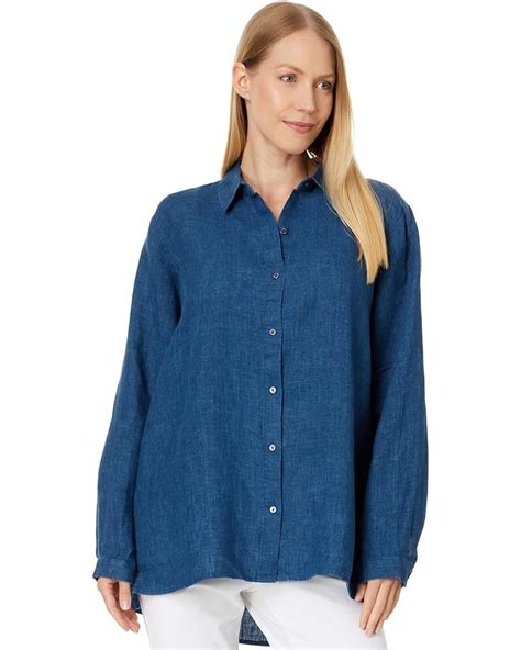 Women S Eileen Fisher Classic Collar Long Shirt Zappos