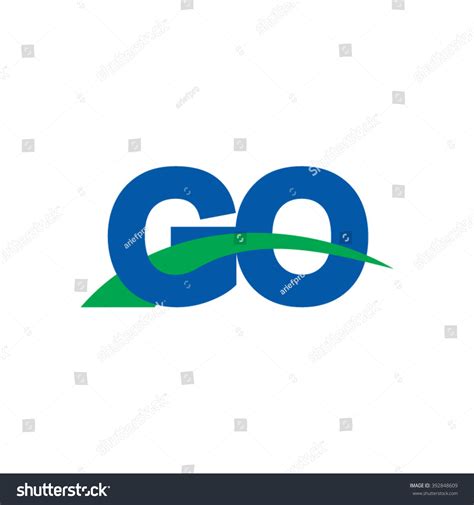 GO Initial Overlapping Swoosh Letter Logo Blue Royalty Free Stock