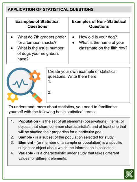 Statistical Questions Themed Math Worksheets Aged