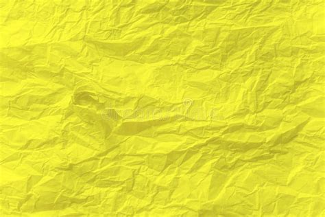 Yellow Crumpled Paper Close Up Texture Background Stock Photo Image