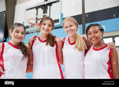 Portrait Of Female High School Basketball Team Stock Photo Alamy