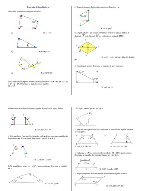 Exercicios De Quadrilateros Com Gabarito 8 Anopdf