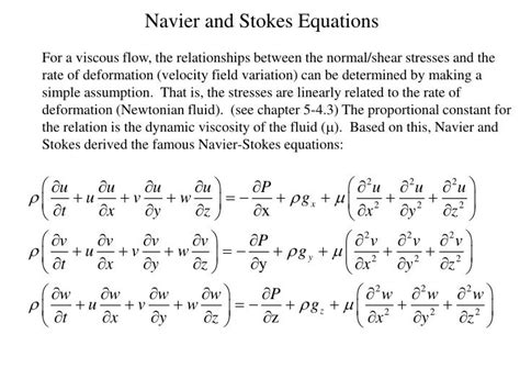 Navier Stokes Equation Derivation Ppt Tessshebaylo