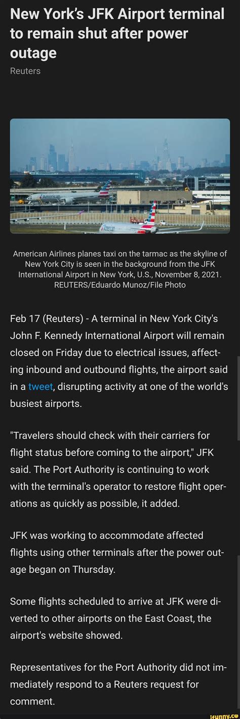 New York S Jfk Airport Terminal To Remain Shut After Power Outage