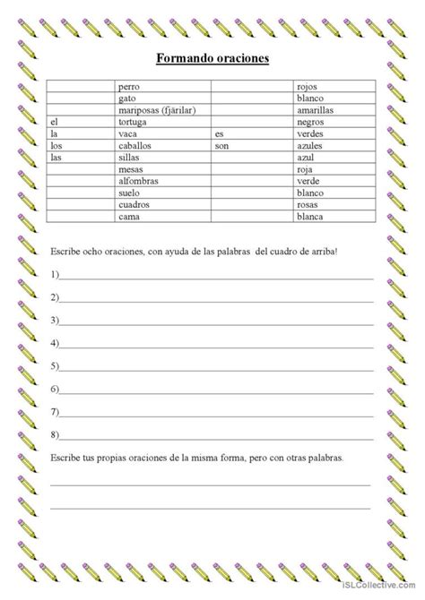 Formando Oraciones Pr Ctica General English Esl Worksheets Pdf Doc