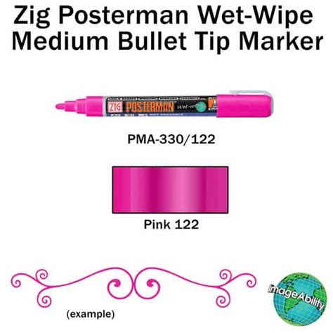 Metallic Pink Wet Wipe Medium Bullet 2mm Tip Marker By Zig Posterman