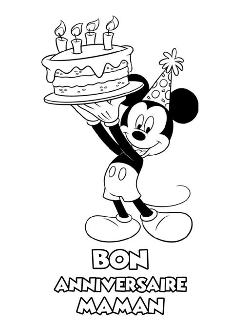 Anniversaire Maman Mickey Imprimez Et Coloriez Cartes