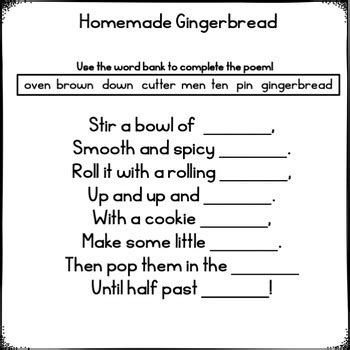 Pocket Chart Poem Homemade Gingerbread Poetry Center Shared Reading