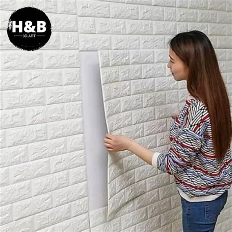 Jual COD 3D Wallpaper Dinding Foam Motif Batu Bata Wall Foam Stiker 3D