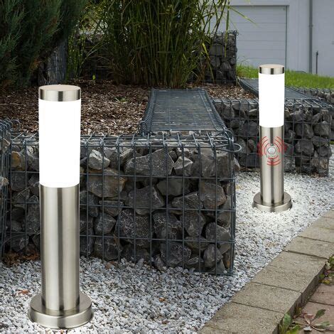 2er Set LED Außen Lampen Steh Beleuchtung Edelstahl Bewegungsmelder