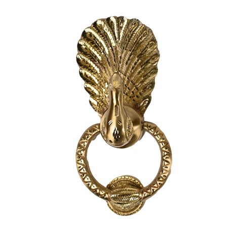 Mannar Craft Store Mannar Craft Brass Door Knocker Peacock Design Matt Finish 8 Inch