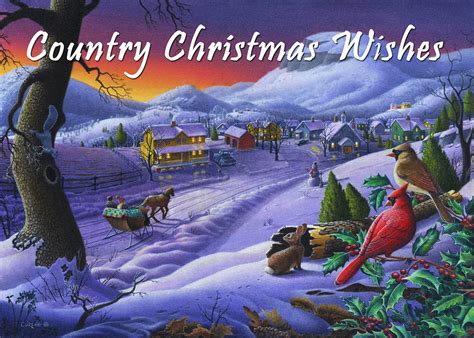 Greeting Card No 14 Country Christmas Wishes Painting By Walt Curlee