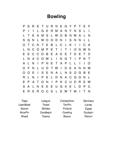 Bowling Word Search