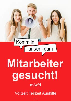 Plakat Mitarbeiter Teilzeit Aushilfe Gesucht Foto Zum Ausdrucken