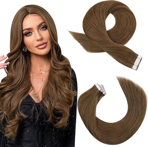 Moresoo Tape In Hair Extensions Human Hair Light Brown Human Hair Tape