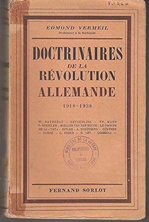 Amazon fr Edmond Vermeil Doctrinaires de la Révolution allemande