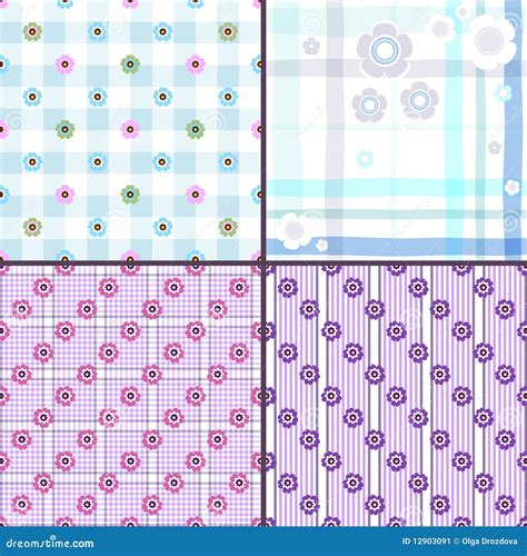 Set Gentle Seamless Patterns Stock Vector Illustration Of Diagonal