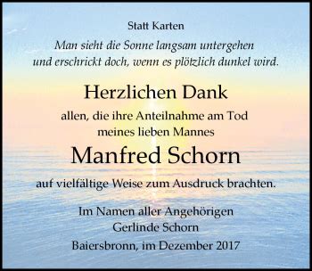 Traueranzeigen Von Manfred Schorn Schwarzw Lder Bote Trauer