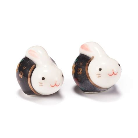 Perle En C Ramique Lapin Noire Et Blanc Creatistshop