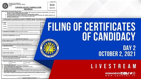 Livestream Filing Of Certificates Of Candidacy For Eleksyon2022 Day 2 Replay Youtube