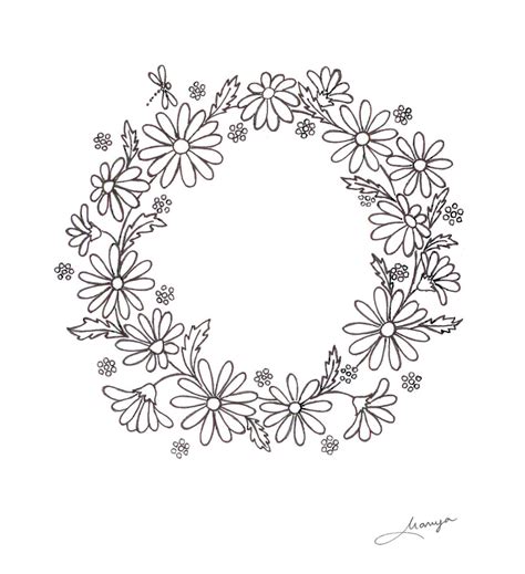 Humming Needles Daisy Wreath Design