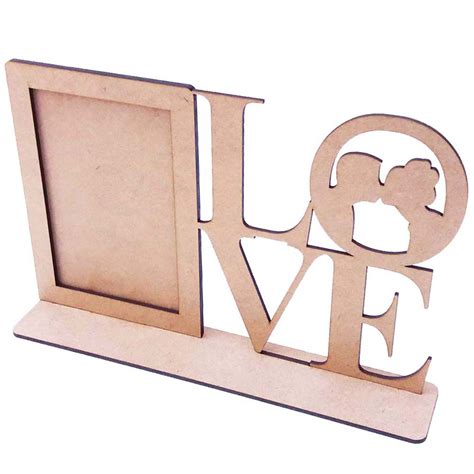 Porta Retrato Mdf Love Casal Foto 10x15 Base Noivos Casamento Noiva