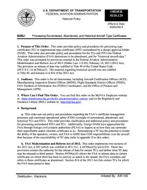 Fillable Online Faa Order Type Certificate Data Sheet Tcds