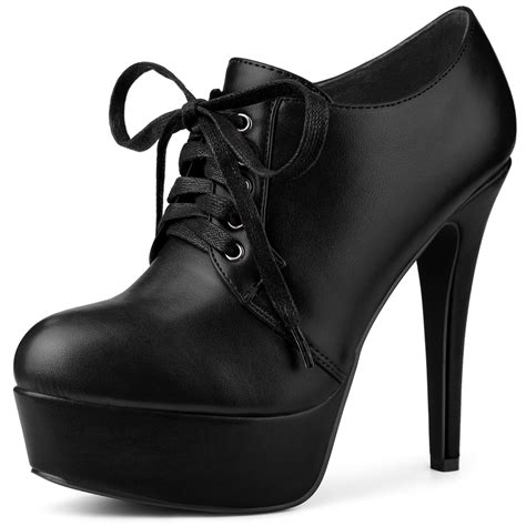 Unique Bargains Womens Platform Lace Up Round Toe Stiletto High Heel Ankle Booties