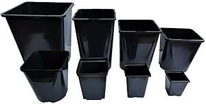 Elixir Gardens Strong Square Black Recycled Plastic Hydroponic Pots