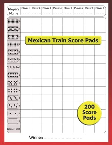 Mexican Train Score Pads Book Score Sheets For Mexican Train