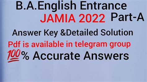 BA Hons English JAMIA 2022 Entrance Exam Question Paper Answer Key