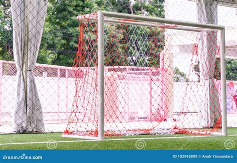 Indoor Soccer Goal On Artifact Grass Field Stock Image Image Of Goal