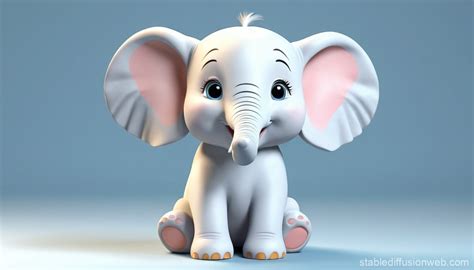 Elephant Cub With Cartoon Canary | Stable Diffusion Online
