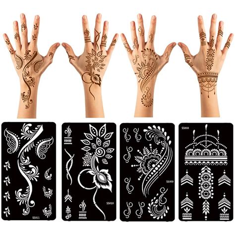 Xmasir Sheets Temporary Henna Tattoo Kit With Reusable Stencils