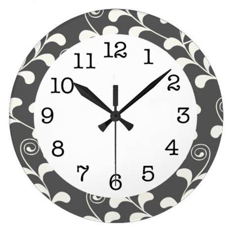 Scrolling Vine Black & White Wall Clock | Zazzle