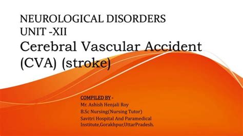 Cerebral Vascular Accident Cva Stroke Ppt