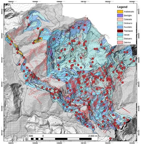 Geological Map Of The Carrara Marble District In Colours The Different