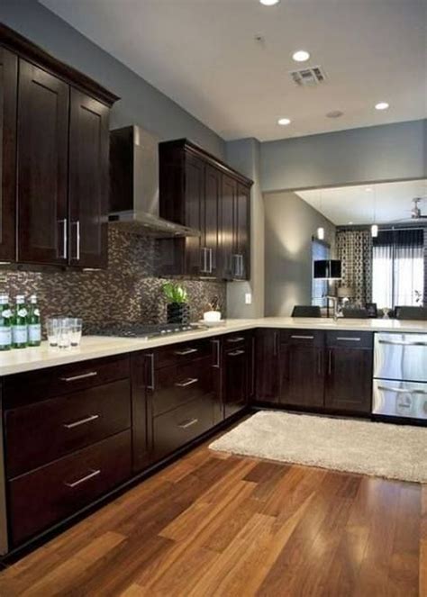 36 Impressive Dark Wood Floor Ideas For Kitchen Dark Brown Cabinets