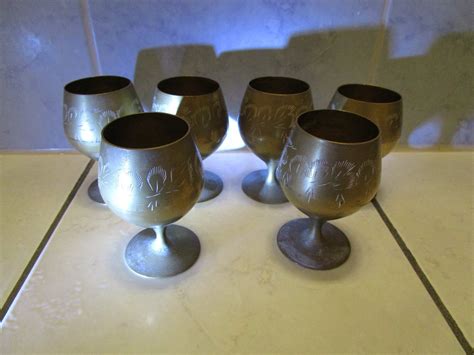 VINTAGE Sex mycket vackra bägare glas i mässi Köp på Tradera 694940880