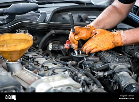 Mechanic Hands Working Engine Hi Res Stock Photography And Images Alamy