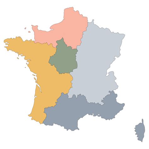 France French Map With Multicolor Division Regions Include Border