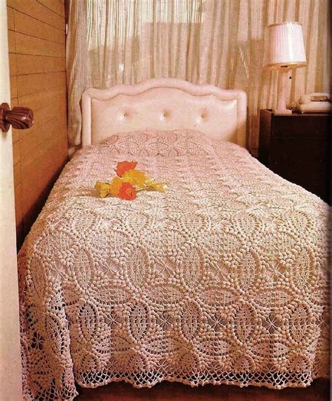 Crochet Pattern Popcorn Bedspread 112 X 72 In 280 X 180 Cm Etsy